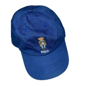 POLO RALPH LAUREN BEAR cap Hat Blue Adjustable Logo Preppy Classic Mens